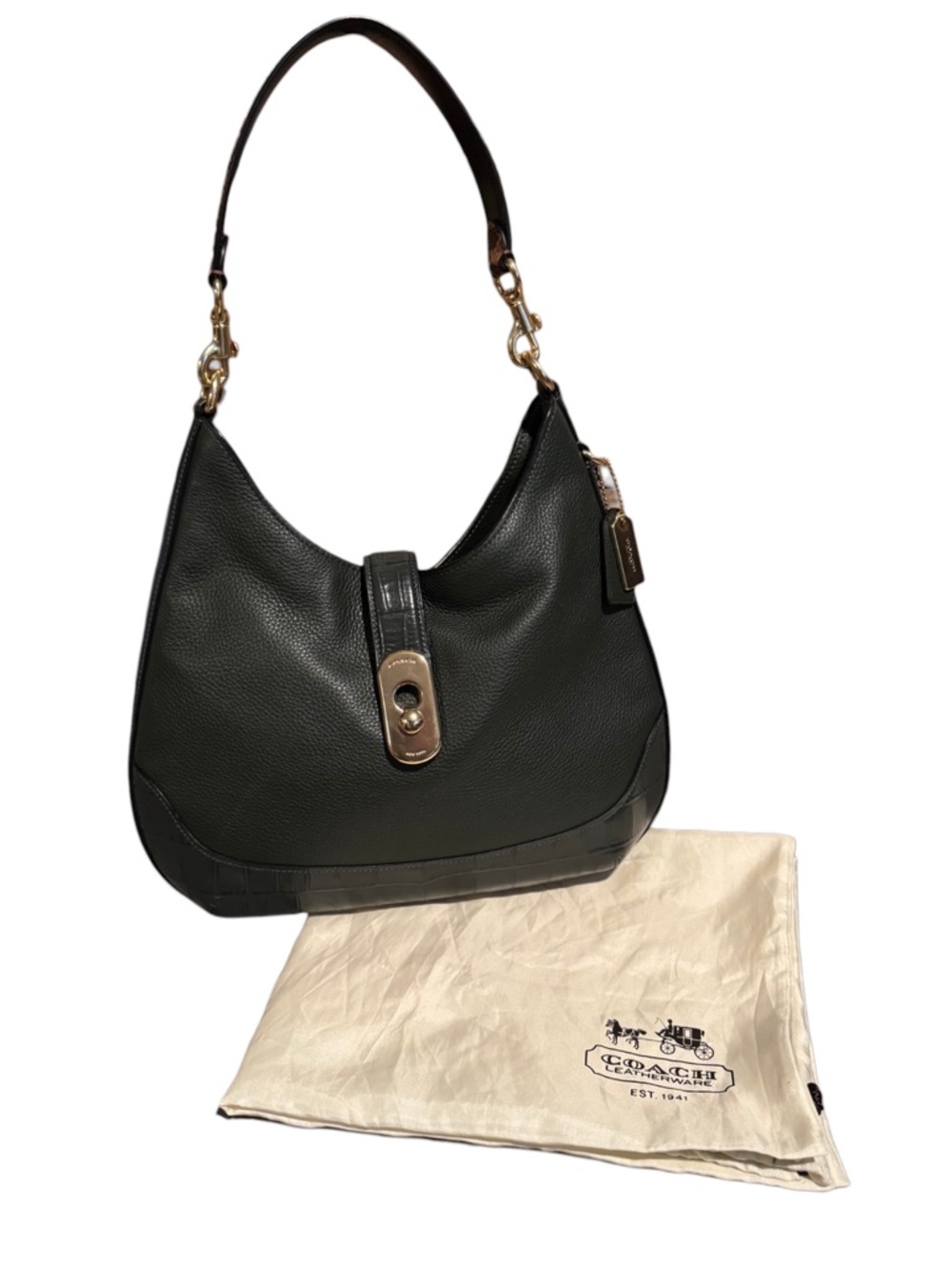Coach Amber Pebble and Exotic Leather Hobo Shoulder Bag - Picture 2 of 11